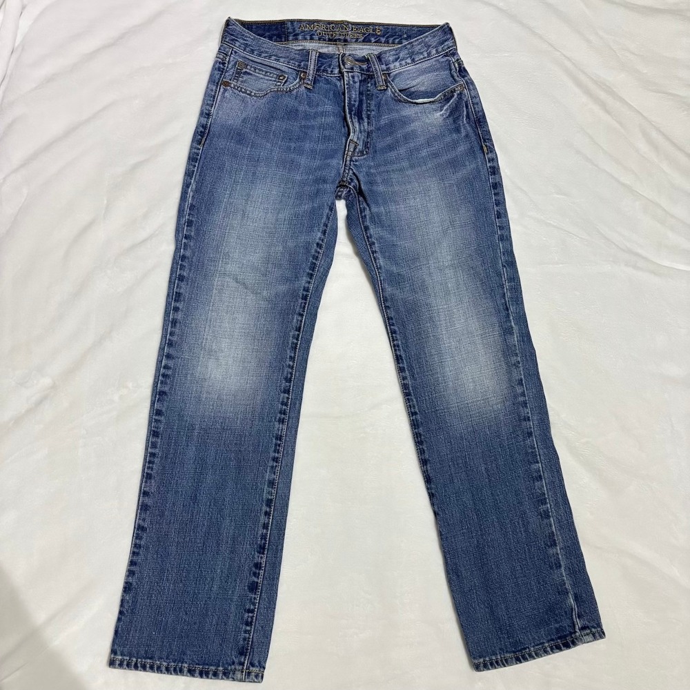 American Eagle Outfitters Slim Straight Jeans Women Blue Wash Size 26 x 28